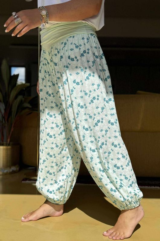 Made in Italy Harem Balloon Pant Peony Mint Cream /7 = ~ 